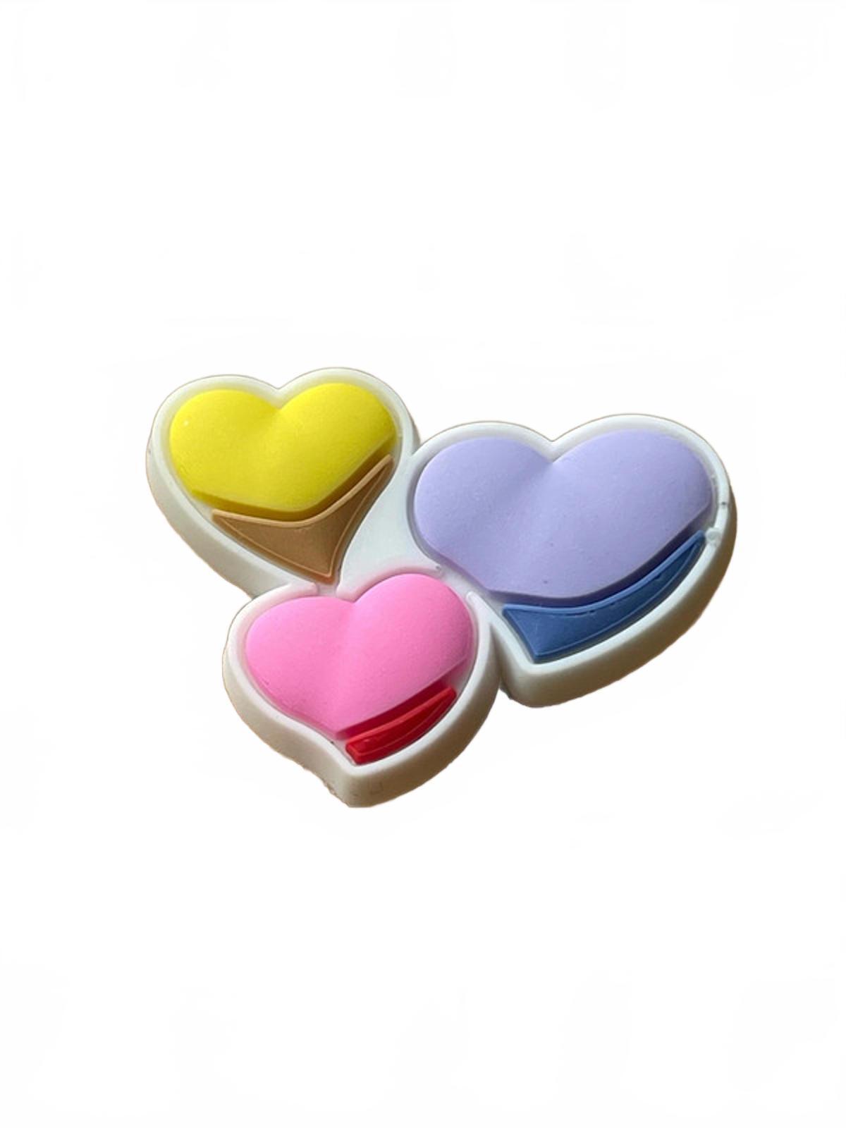 Pink yellow and purple hearts shoe charm