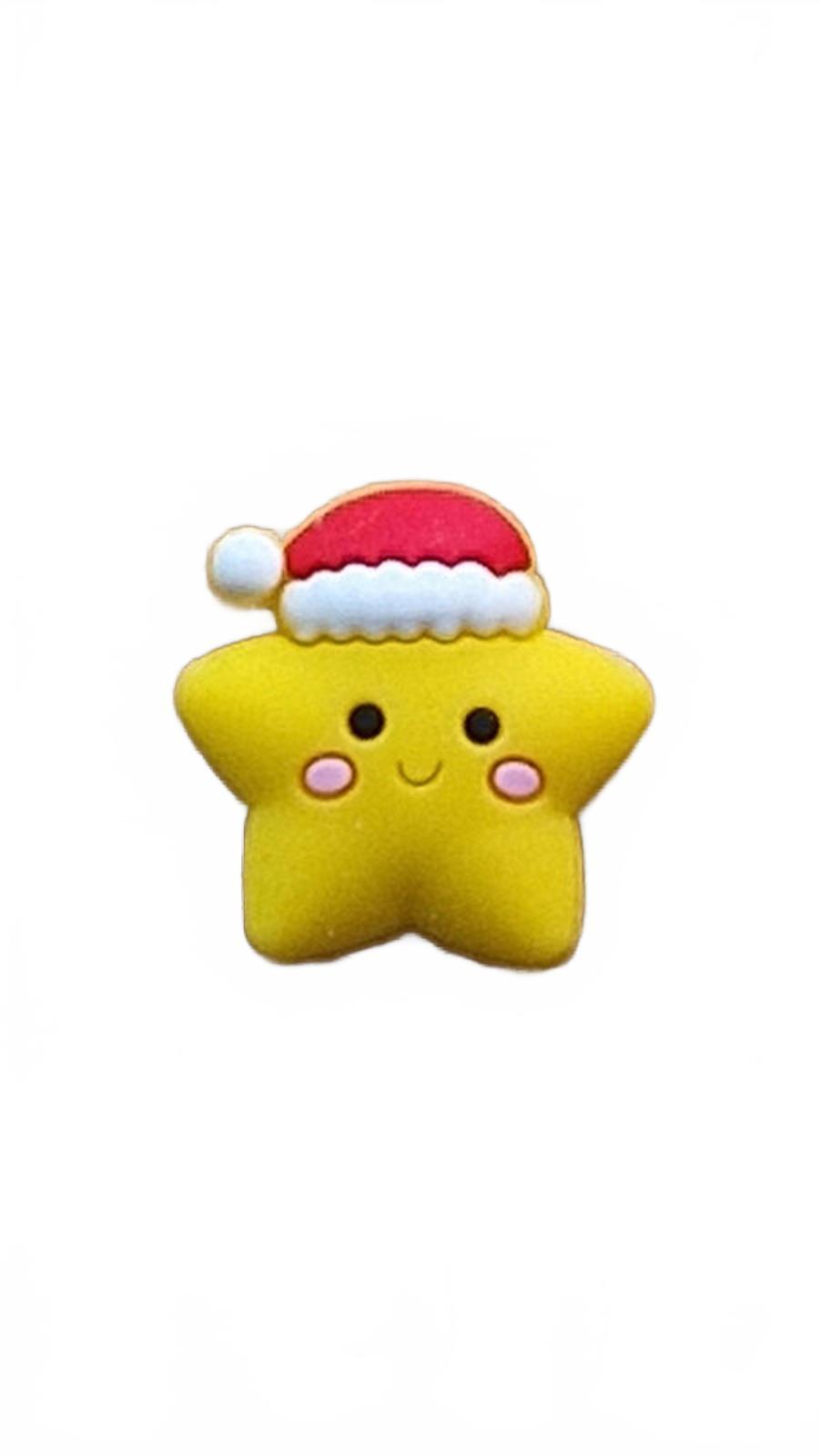 Cute 3D star wearing hat Christmas shoe charm