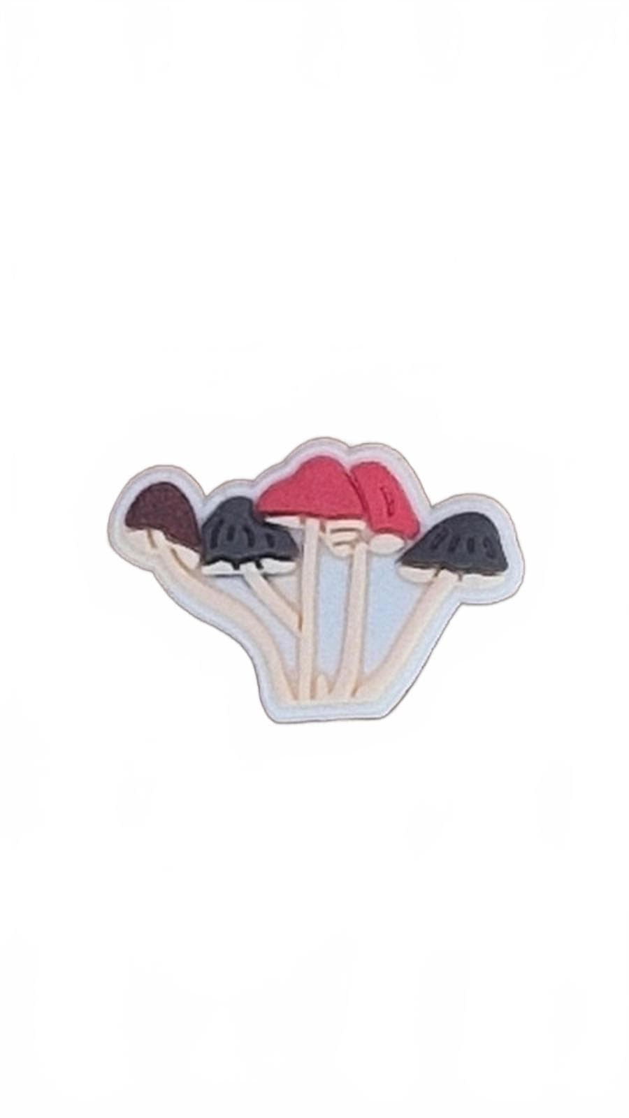 Multi coloured tall mushrooms shoe charm