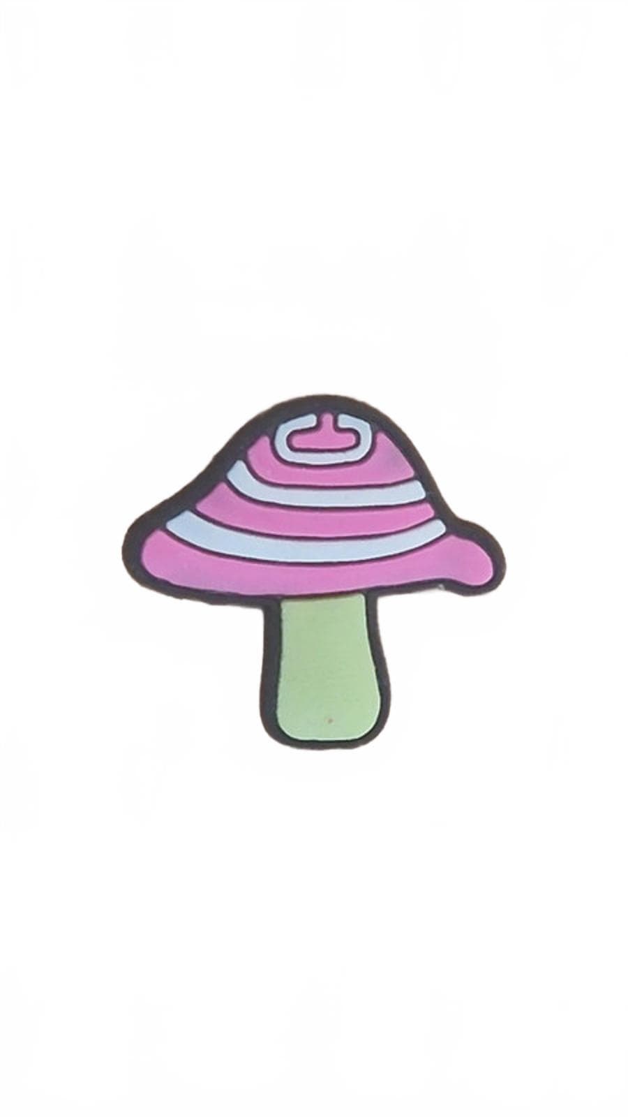 Pink and White stripped toadstool shoe charm