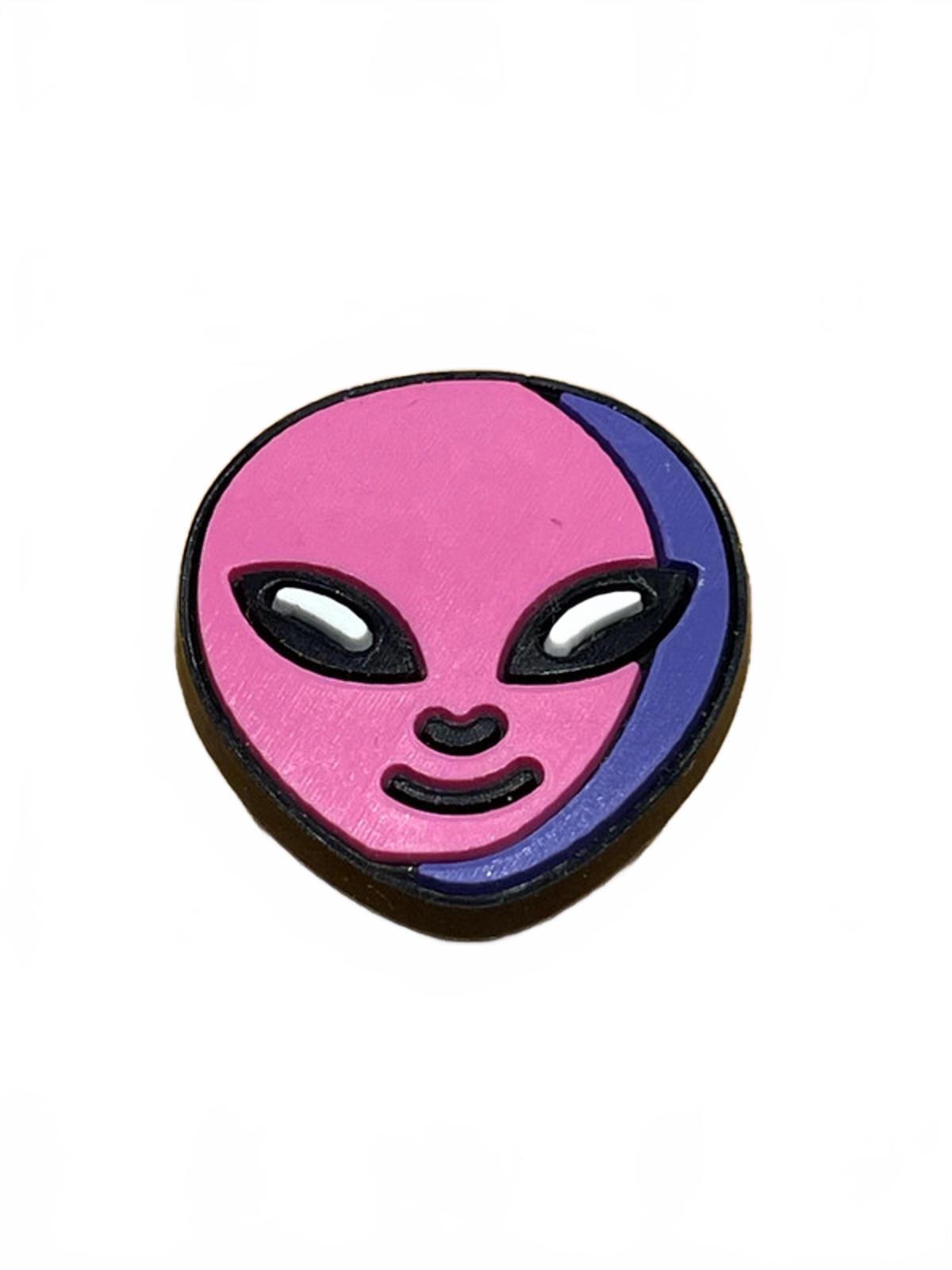 Cute pink shadowed alien face shoe charm