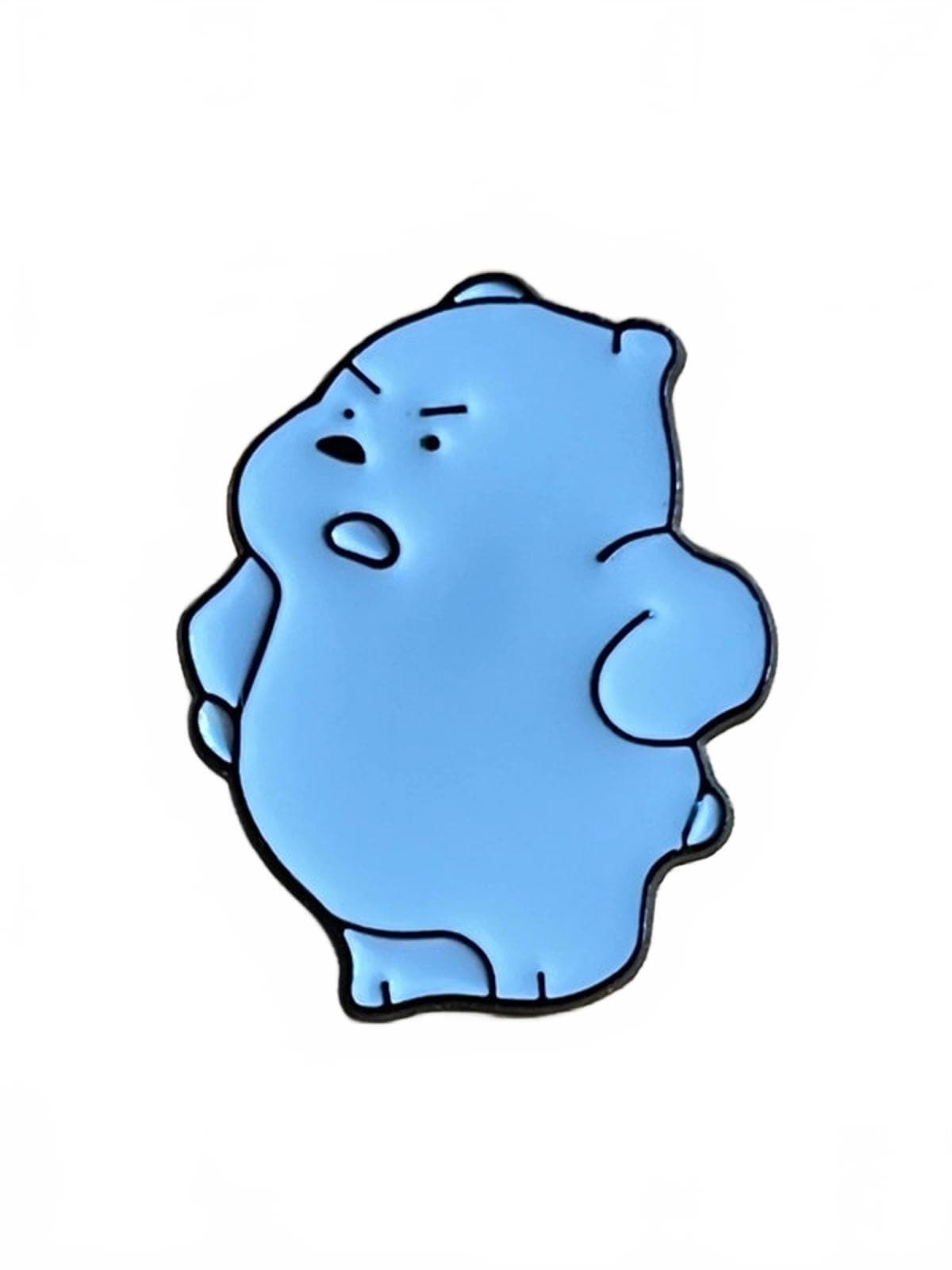 Cute angry looking polar bear standing enamel pin
