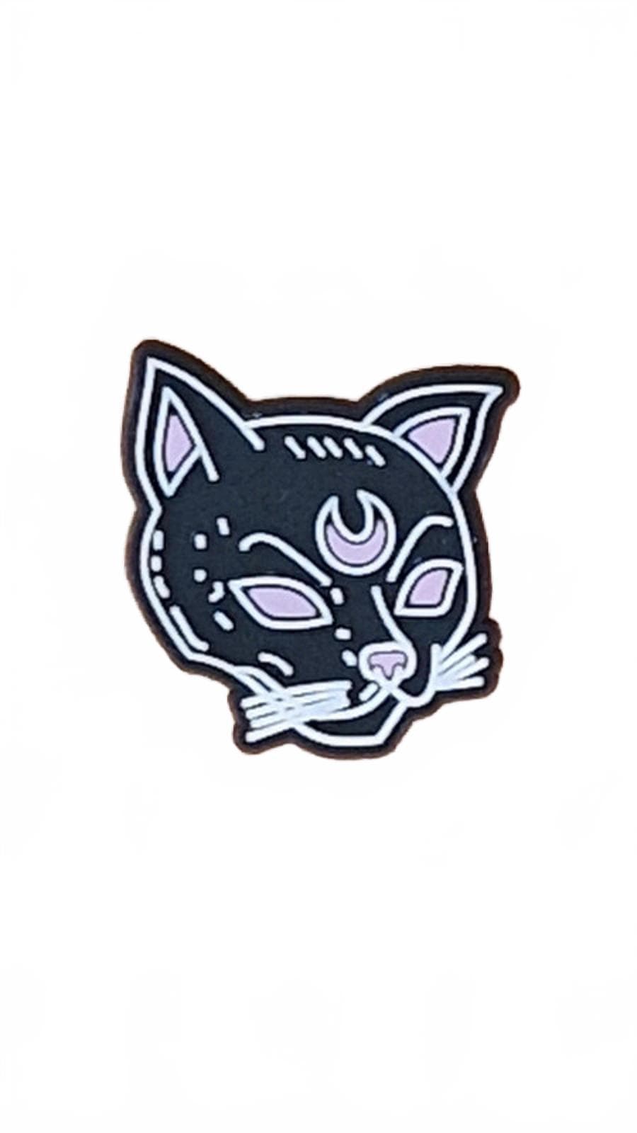 Black cat cat with moon symbol on head Halloween shoe charm