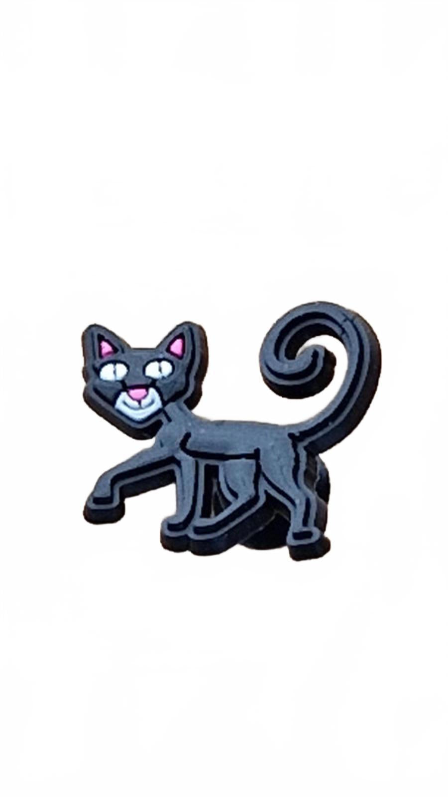 Cartoon style black cat shoe charm