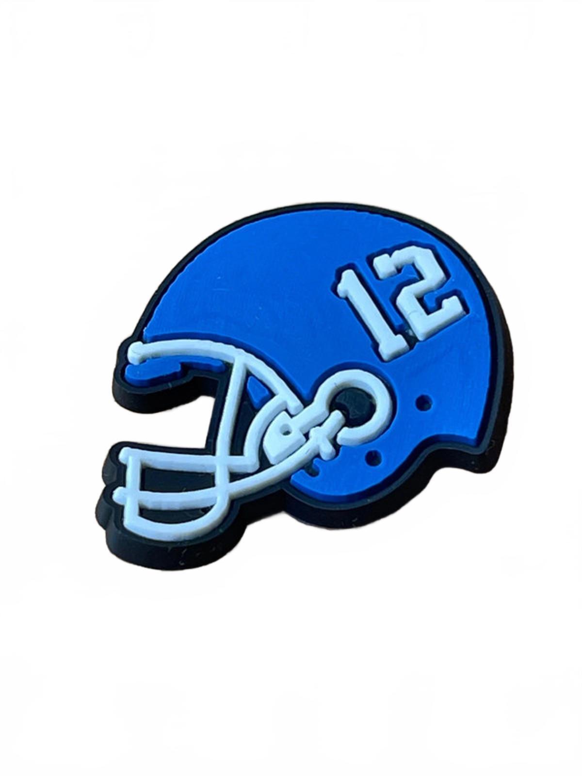 Blue football helmet number 12 sports shoe charm