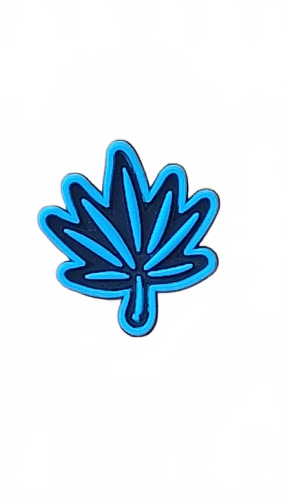Blue and black neon maple leaf shoe charm