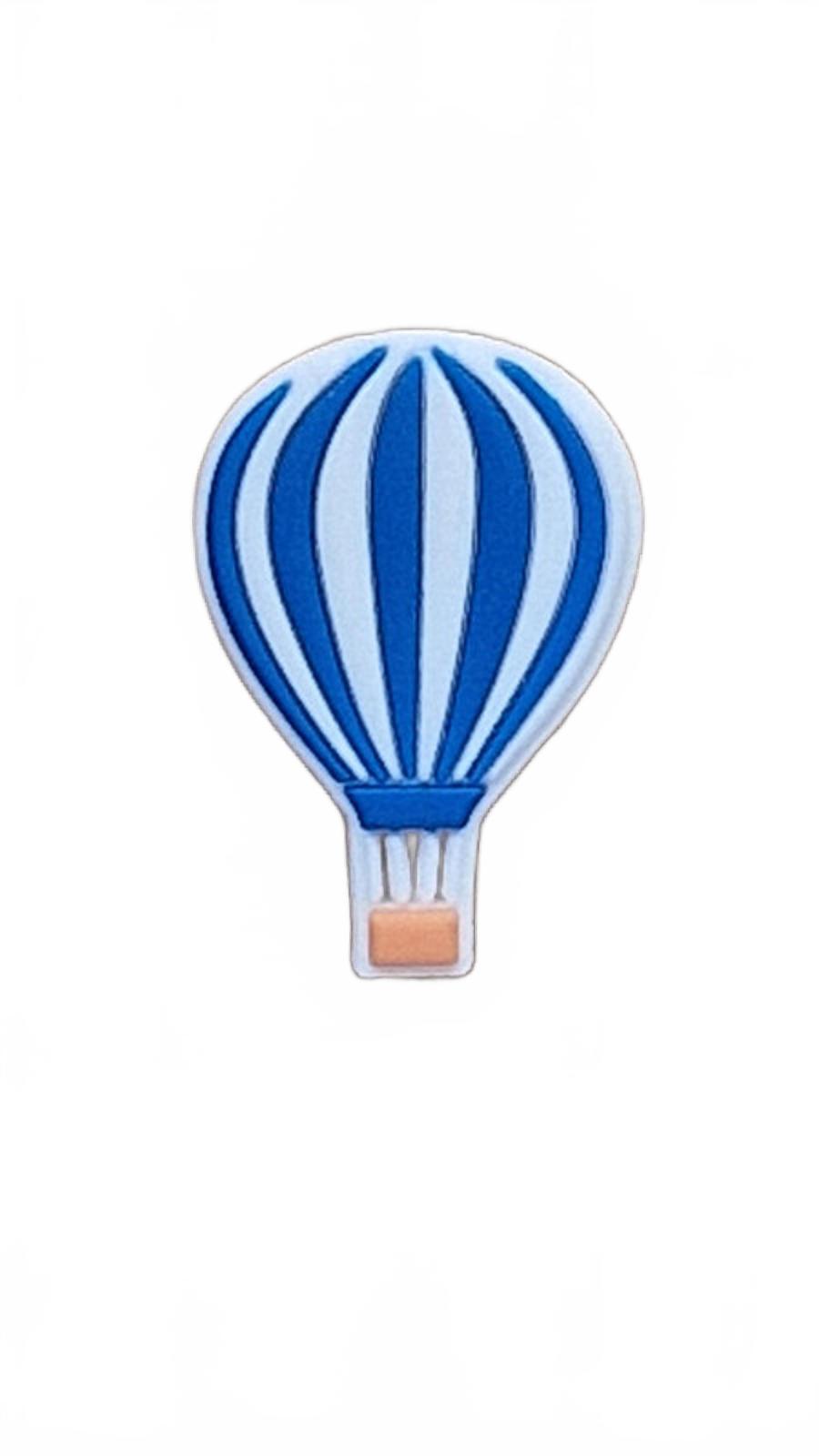Cute blue and white striped hot air balloon shoe charm