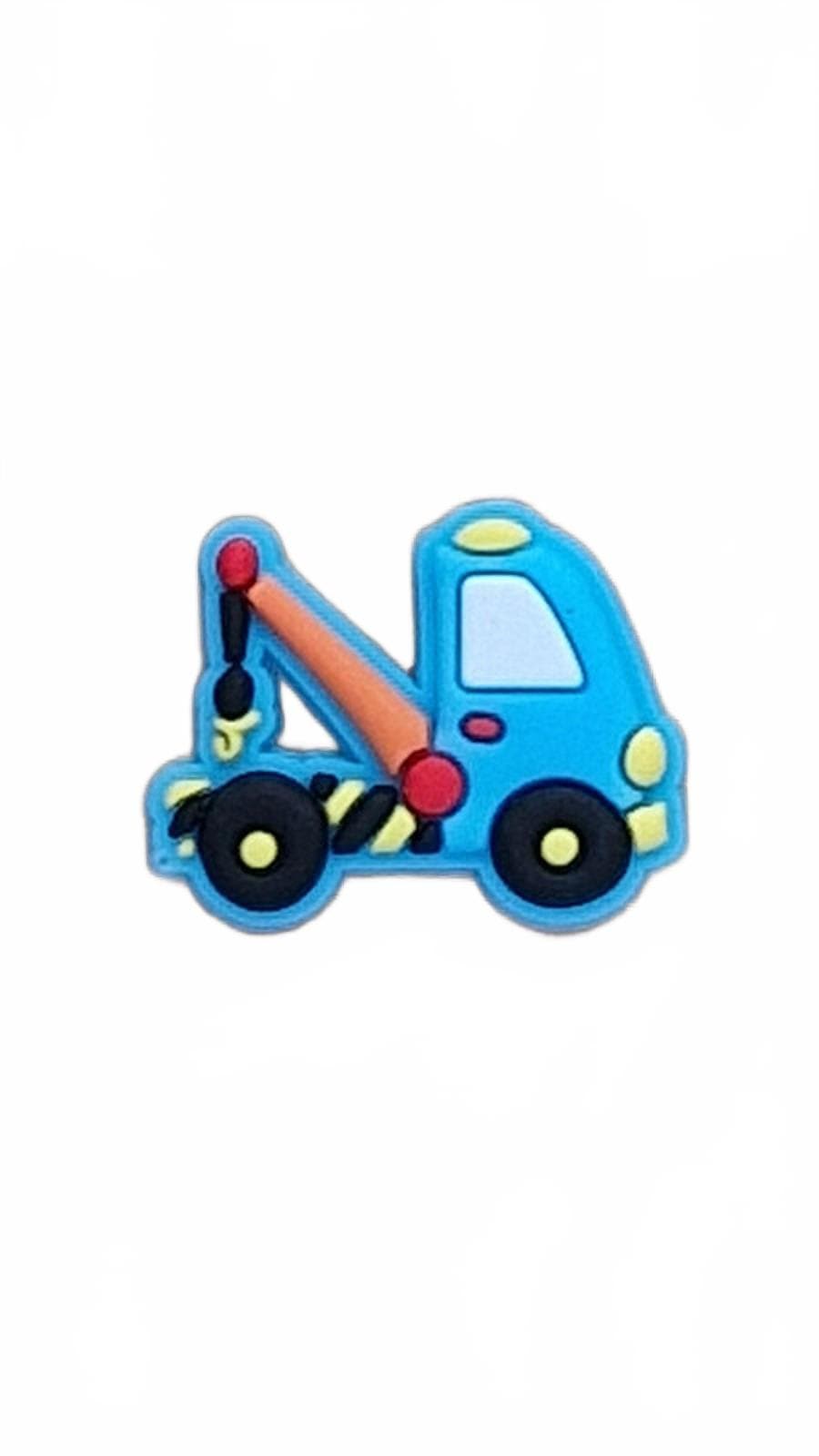 Cute cartoon baby blue tow truck shoe charm