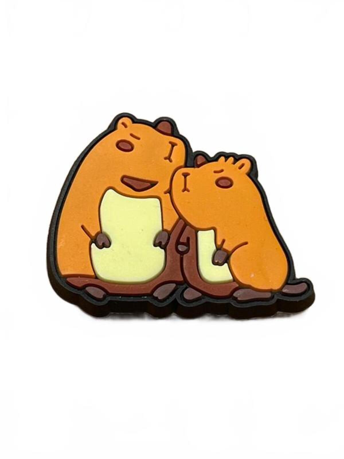 Cute capybaras cuddled together shoe charm