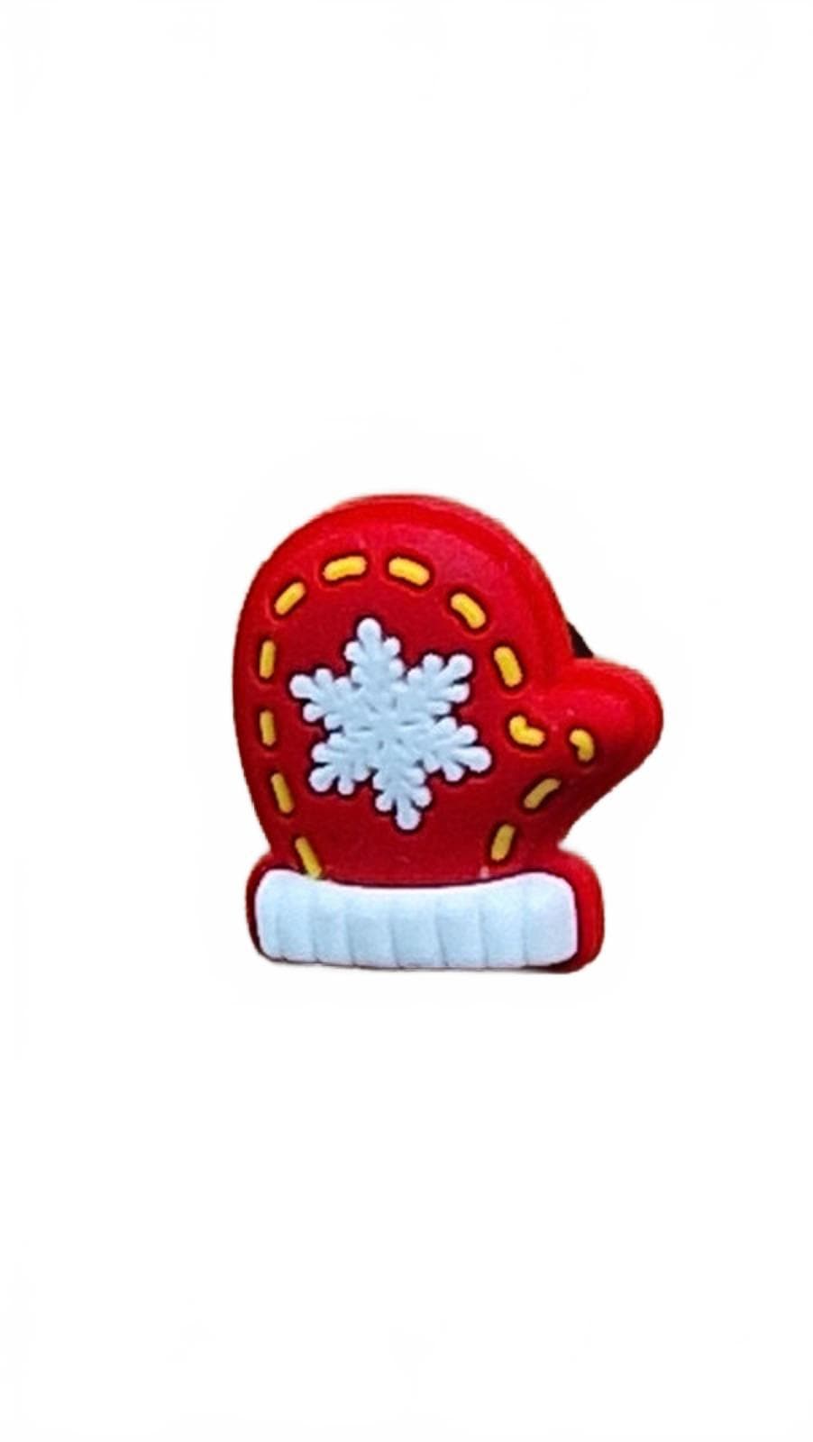 Red Christmas glove with snowflake shoe charm