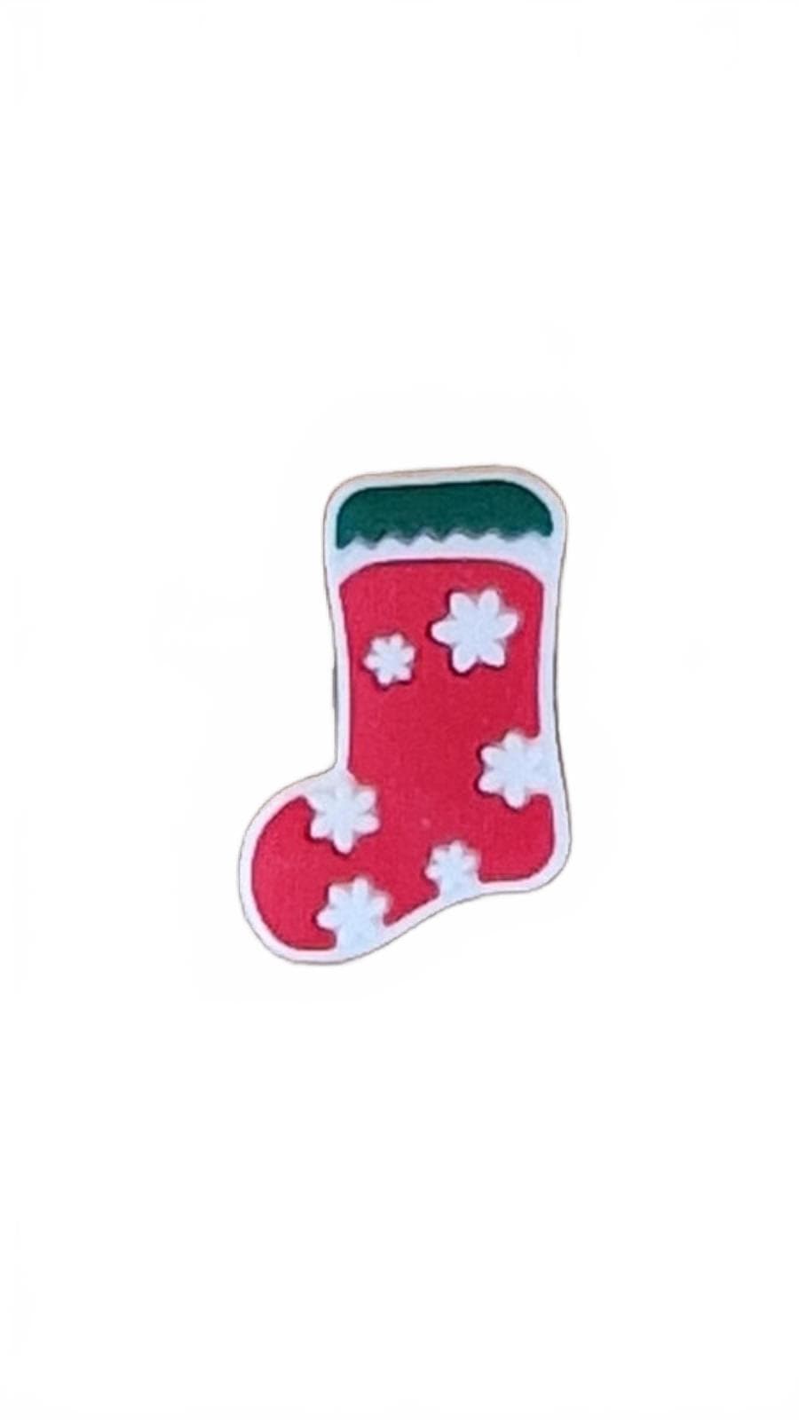 Christmas style red stocking with snow flakes shoe charm