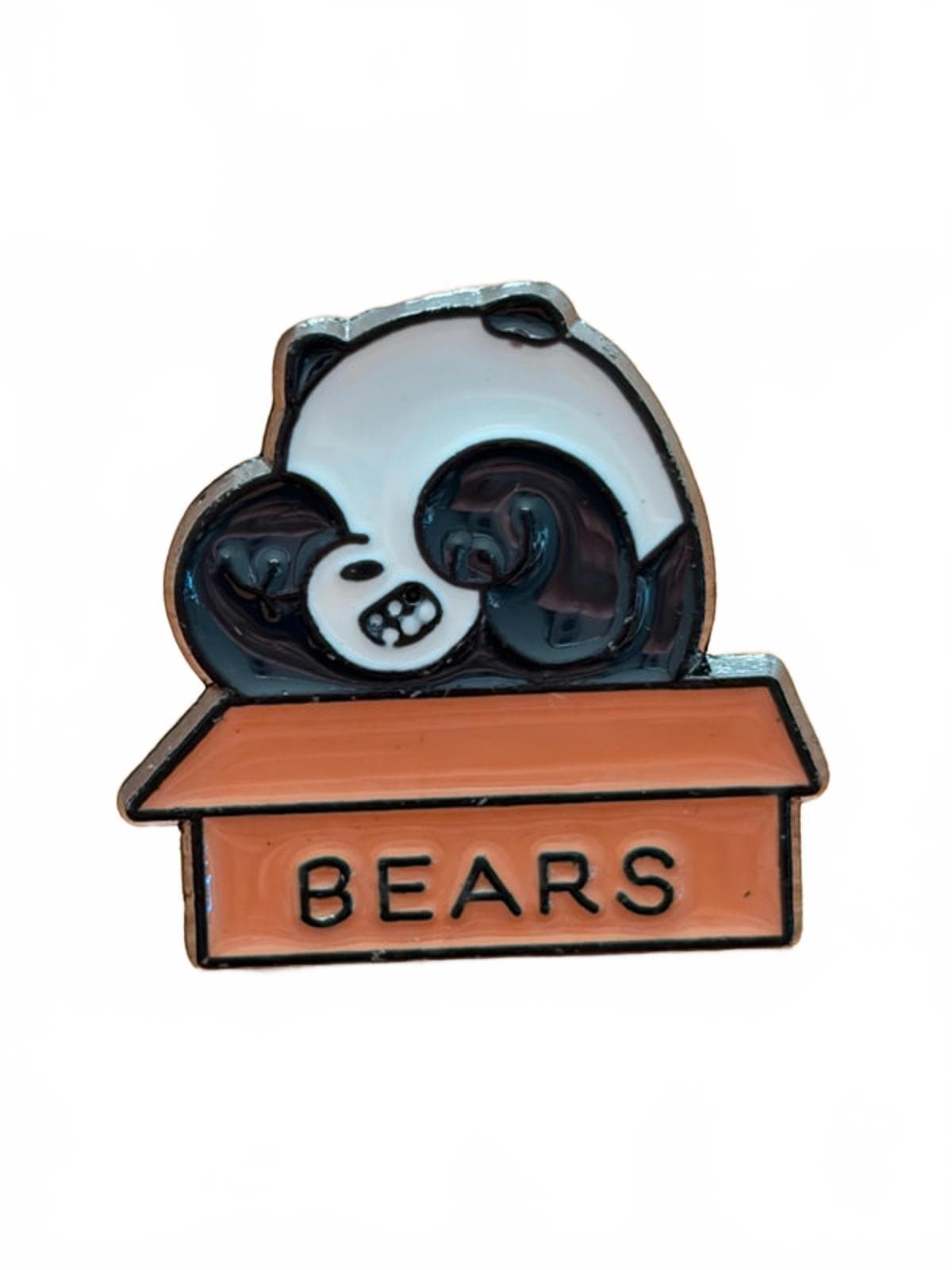 Kawaii panda rubbing eyes in bears box enamel pin
