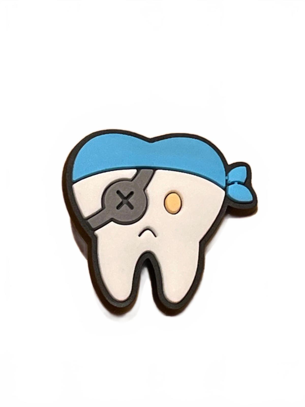 Tooth With A Face And Dressed As A Pirate Dentist Shoe Charm