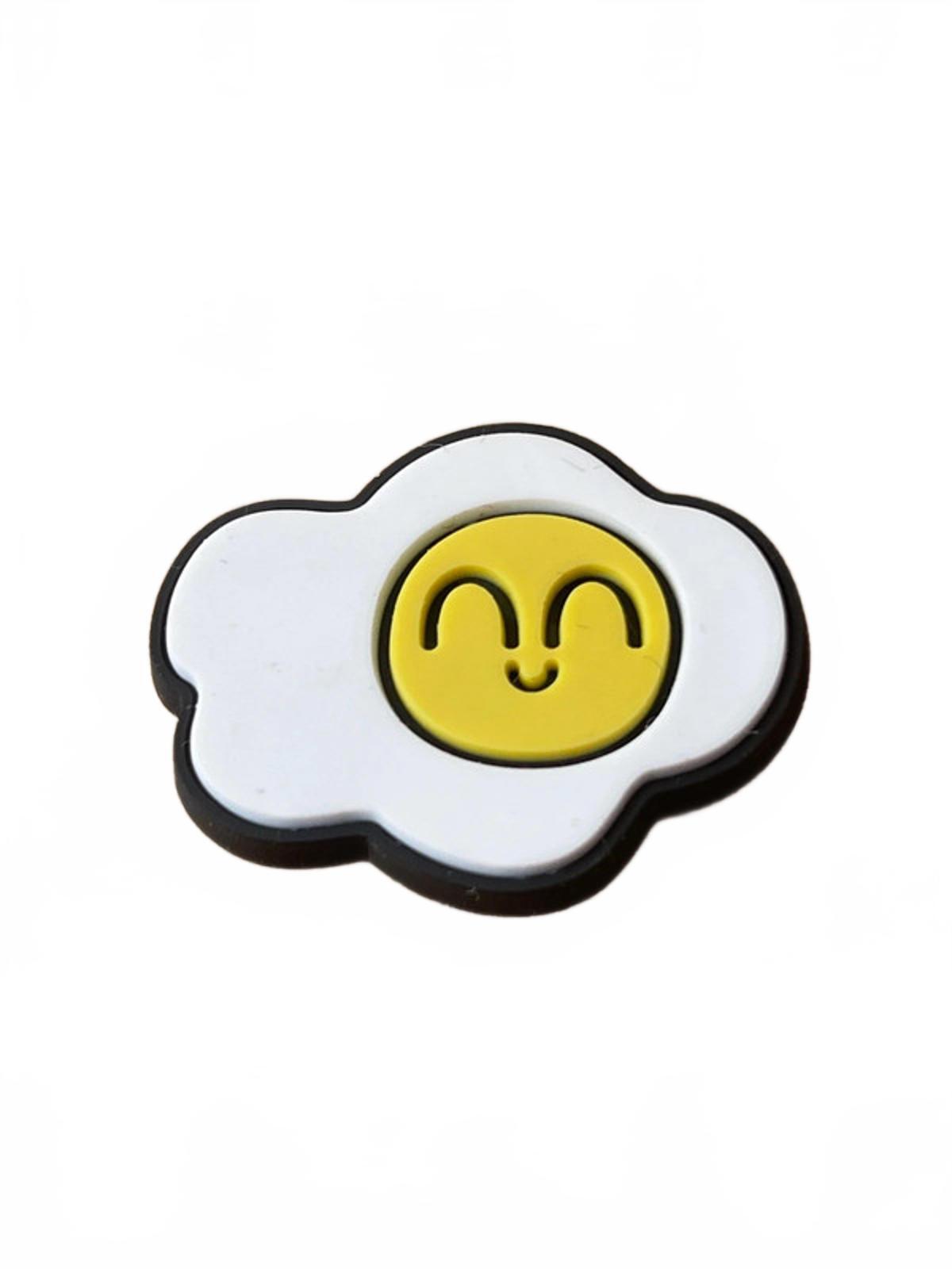Cute smiling happy fried egg shoe charm