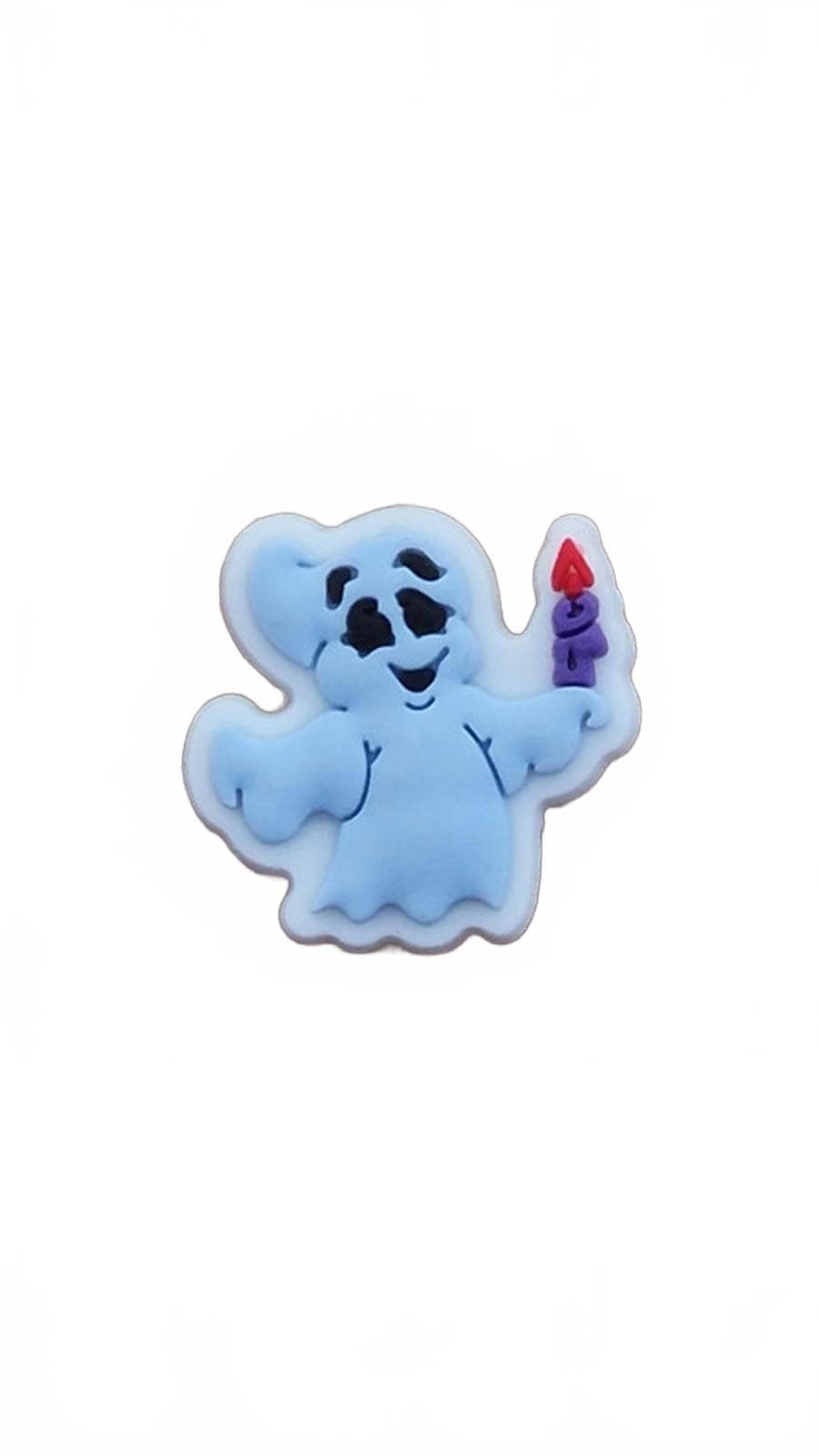 Cute cartoon style ghost carrying candle Halloween shoe charm