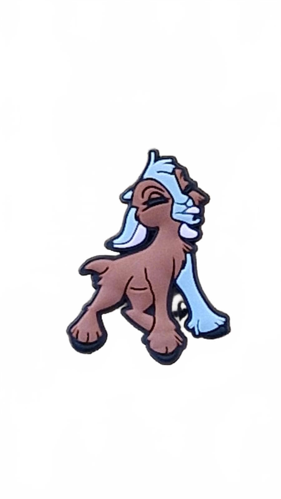 Happy brown and white cartoon goat sticking out tongue shoe charm