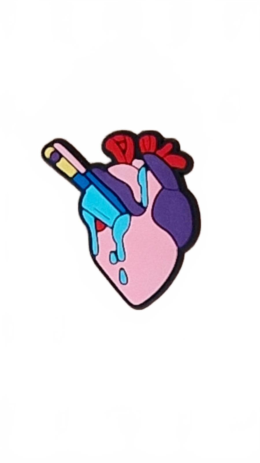 Knife in heart with blue blood Halloween shoe charm