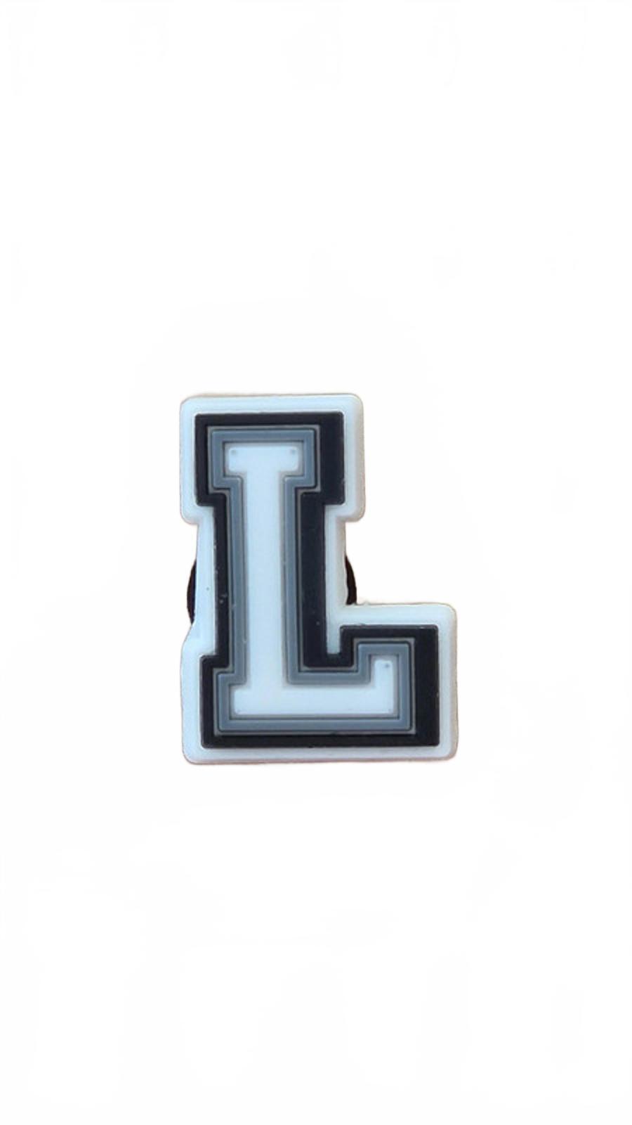 Black and White letter L shoe charm