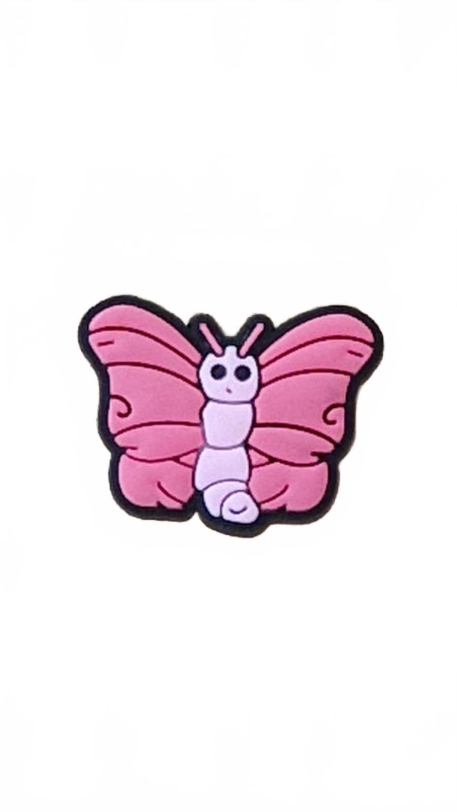 Cartoon style cute pink butterfly shoe charm