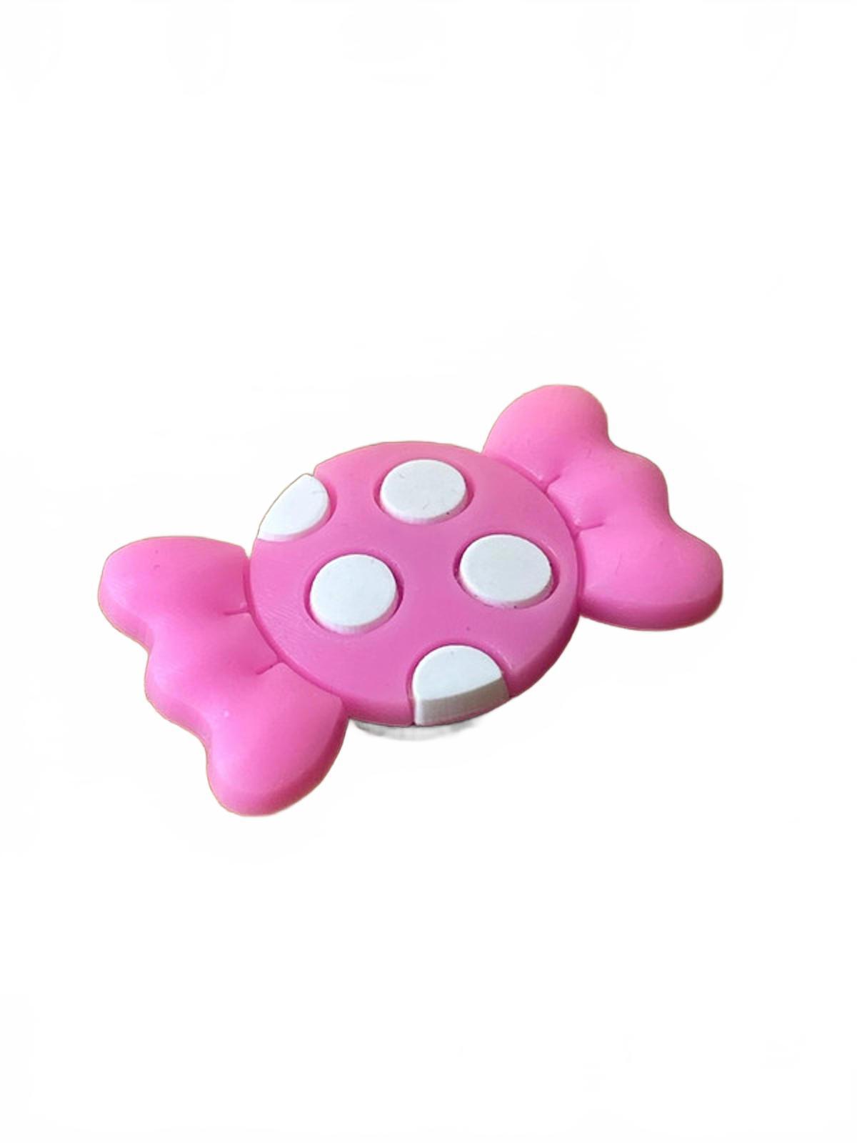 Cute pink and white dots style candy shoe charm