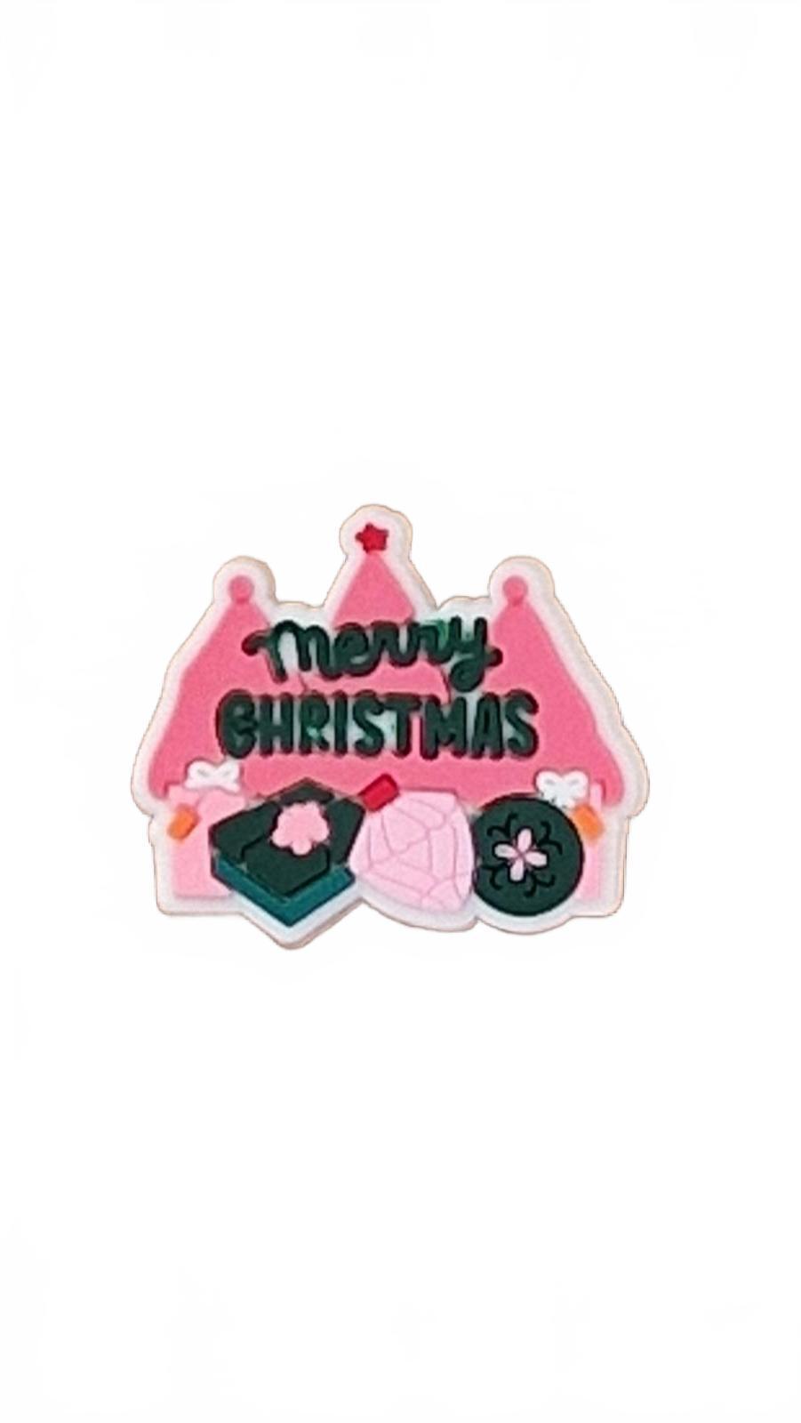 Pink Merry Christmas with presents shoe charm