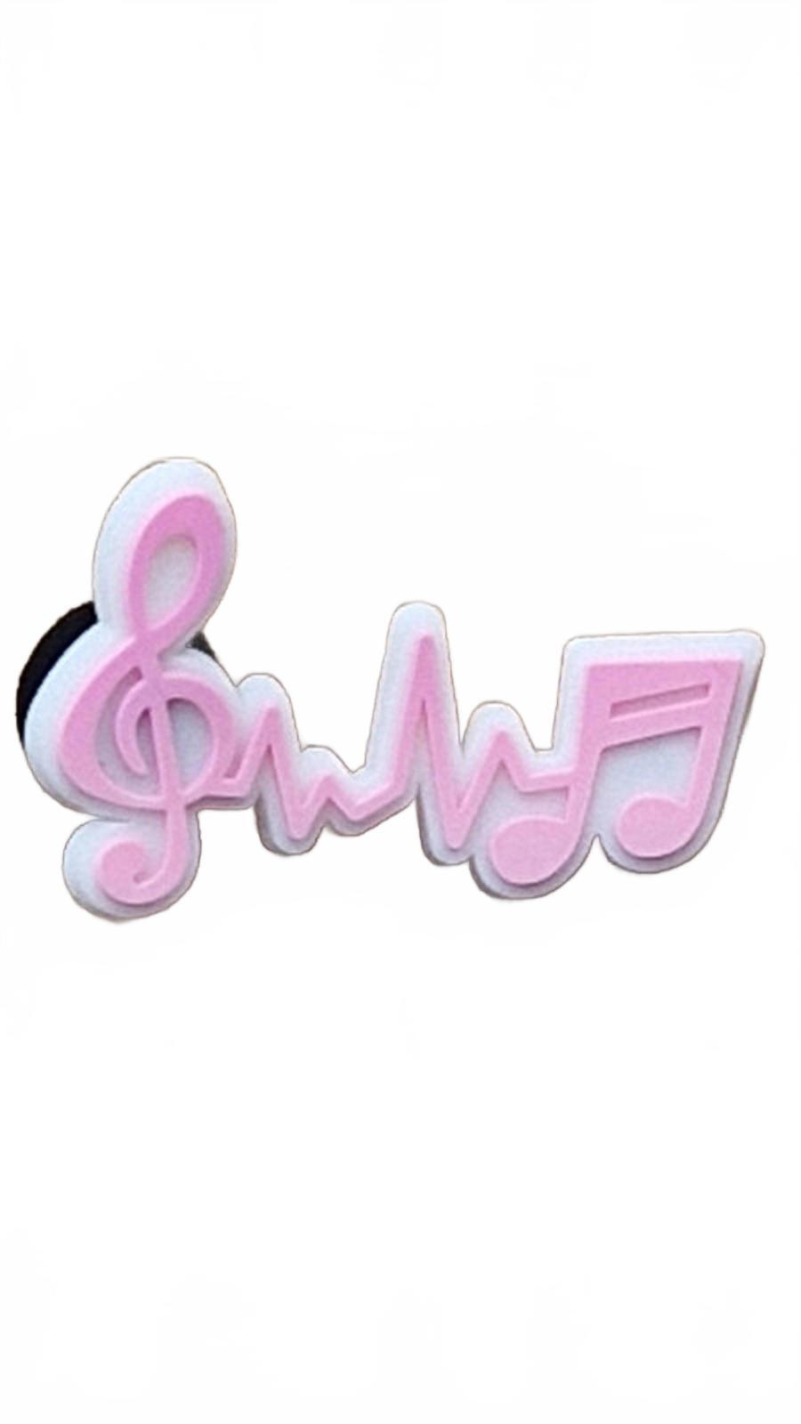 Cute pink and white musical notes with a treble clef shoe charm