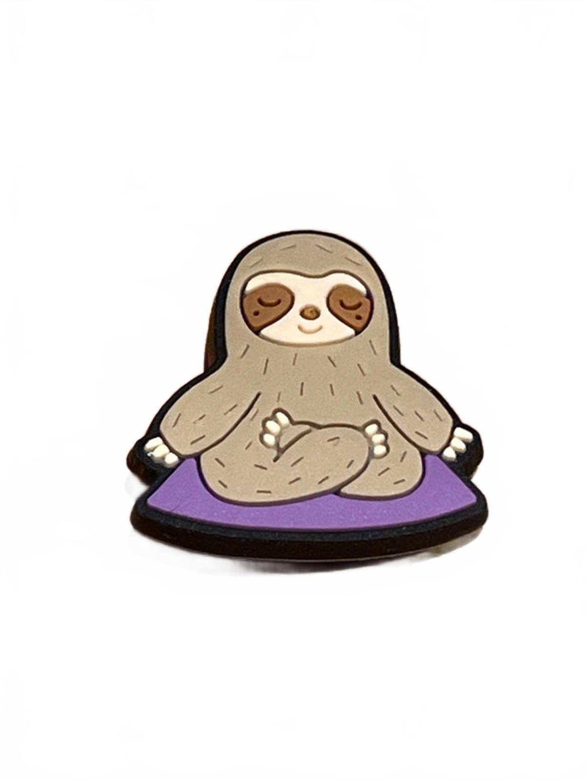Cute sloth meditating on purple yoga mat shoe charm