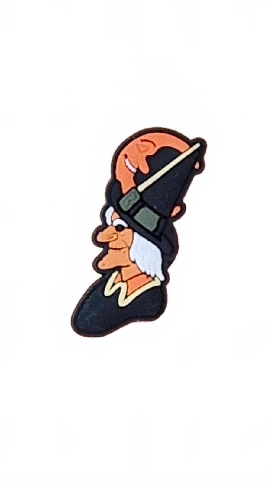 Black and orange witch face with moon Halloween shoe charm