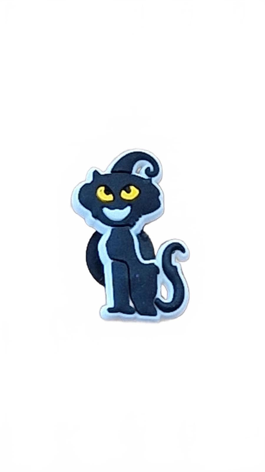 Black cat smirking Halloween shoe charm