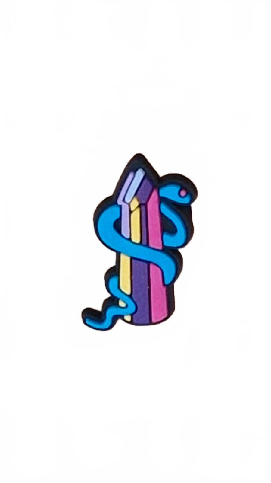 Blue snake wrapped around colourful crystals Halloween shoe charm