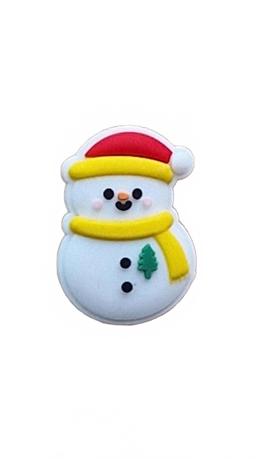 Cute snowman wearing red hat and yellow scarf shoe charm