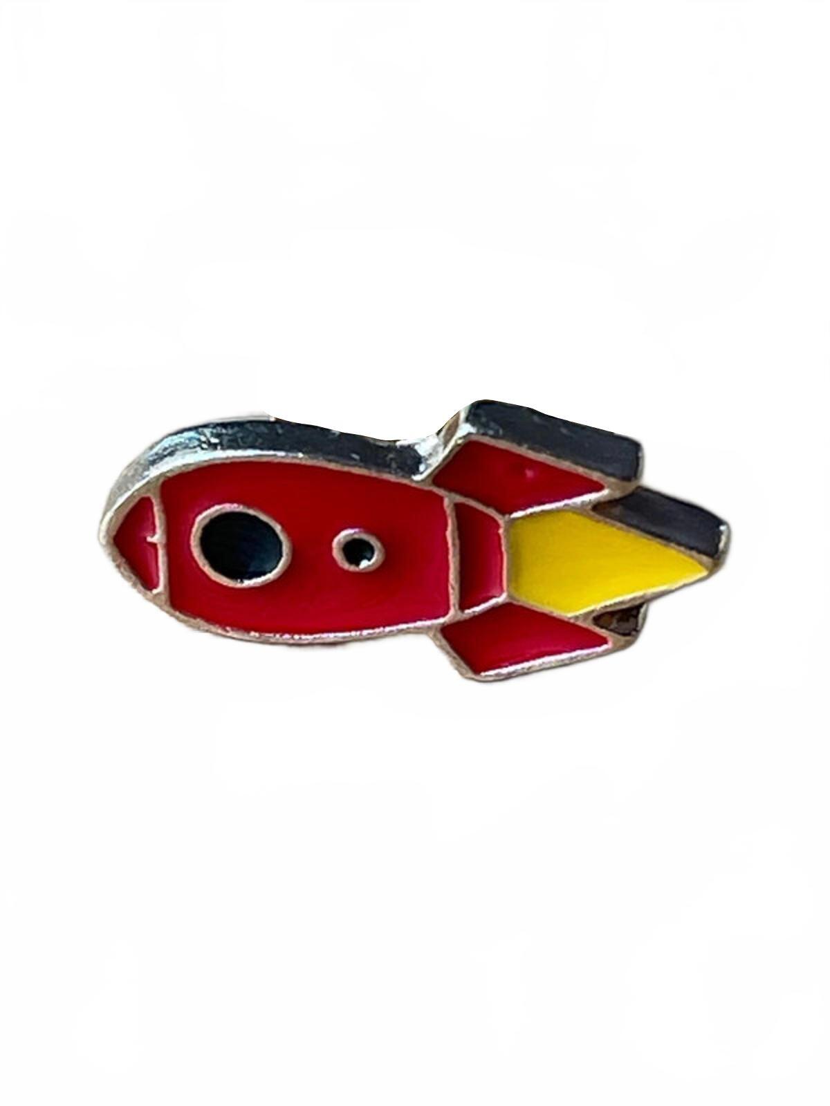 Cute little red rocket enamel pin
