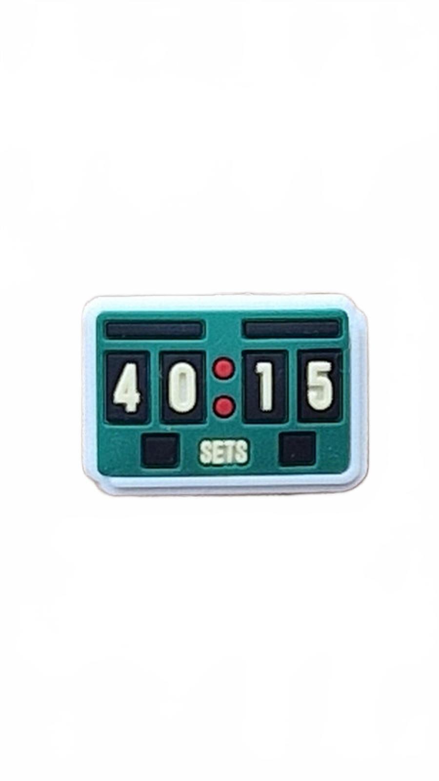 Green tennis score board 40:15 shoe charm