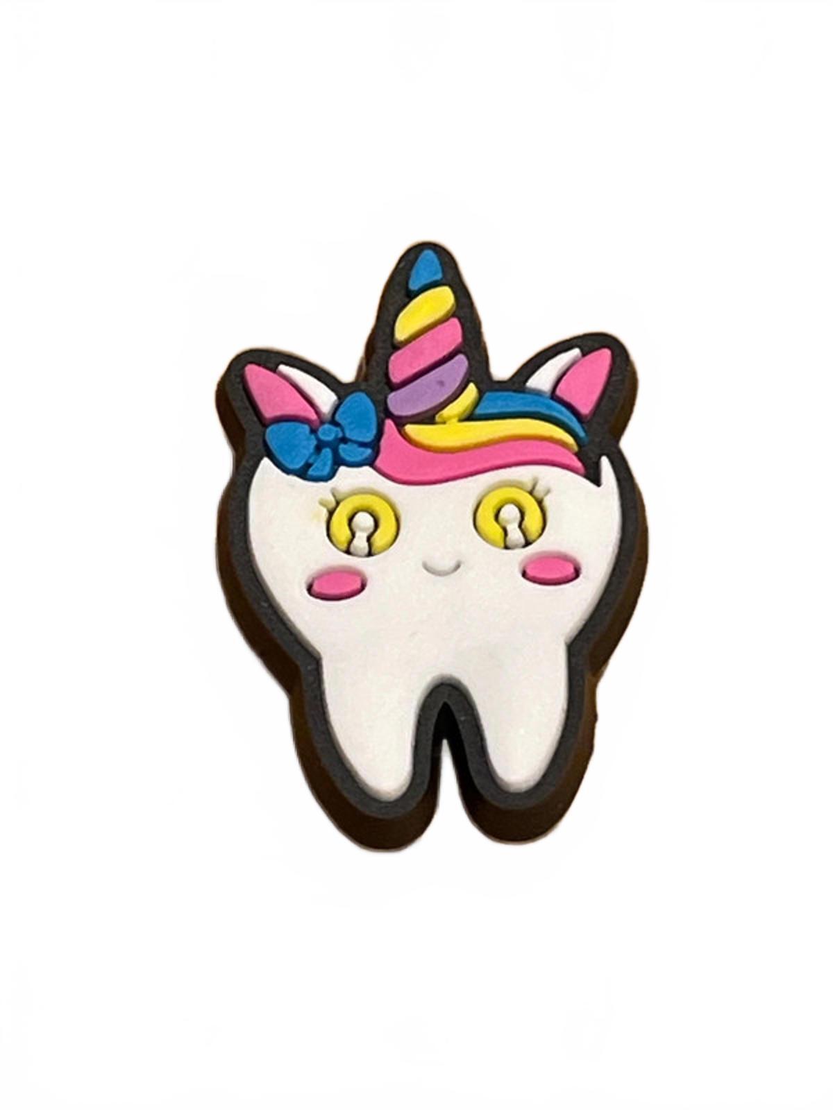 Colorful with a rainbow horn medical shoe charm