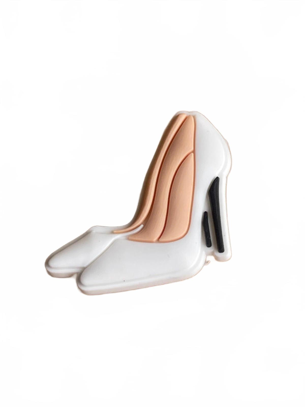 White pointed high heels fashion shoe charm