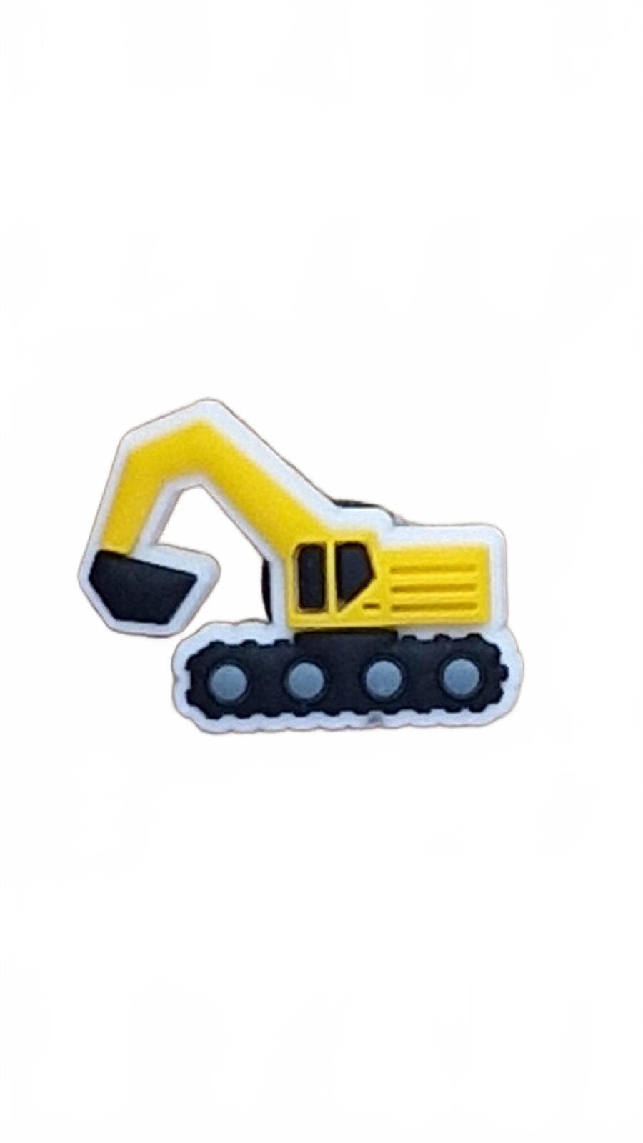 Cute baby cartoon styled yellow construction digger shoe charm
