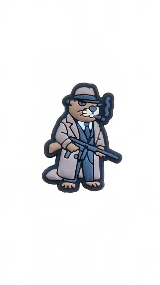 Mafia Beaver Holding A Gun Shoe Charm