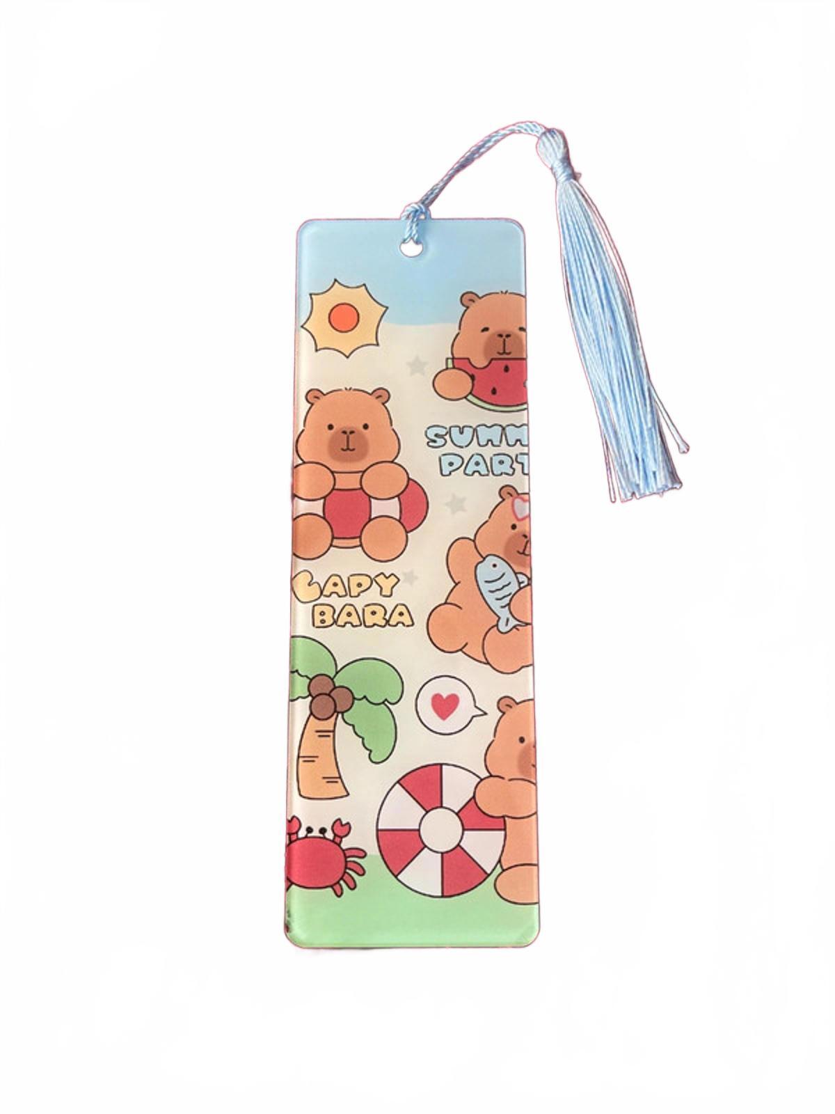 Capybara At The Beach Theme Acrylic Bookmark With Tassel