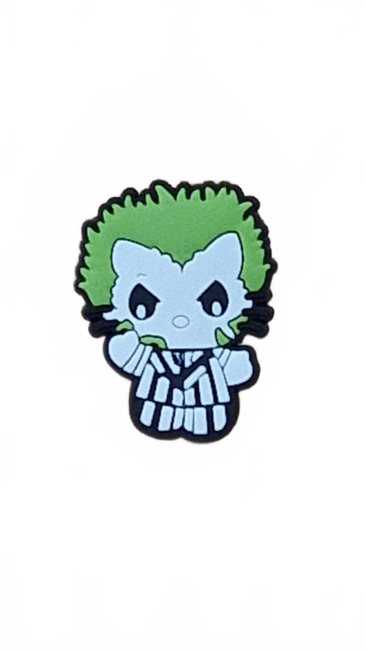 Scary Cat Dressed As Beetle Juice Halloween Shoe Charm