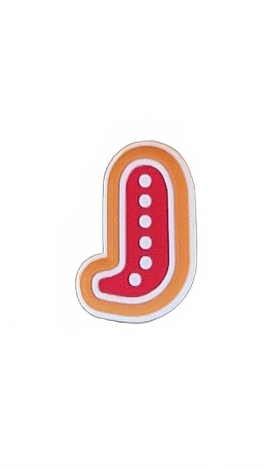 Letter J Groovy Christmas Cookie Style Shoe Charm