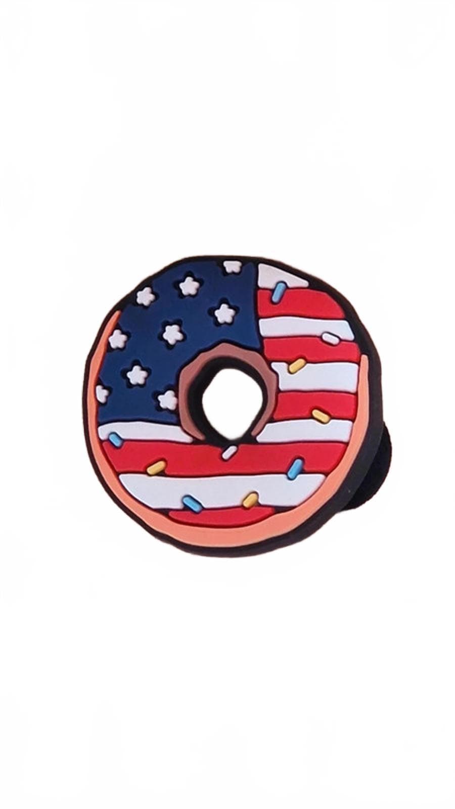 Donut shaped American flag shoe charm