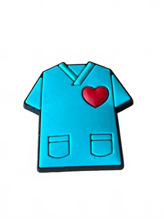 Medical scrubs shoe charm with heart