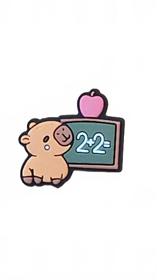 Capybara Teacher with Chalk Board Maths Shoe Charm