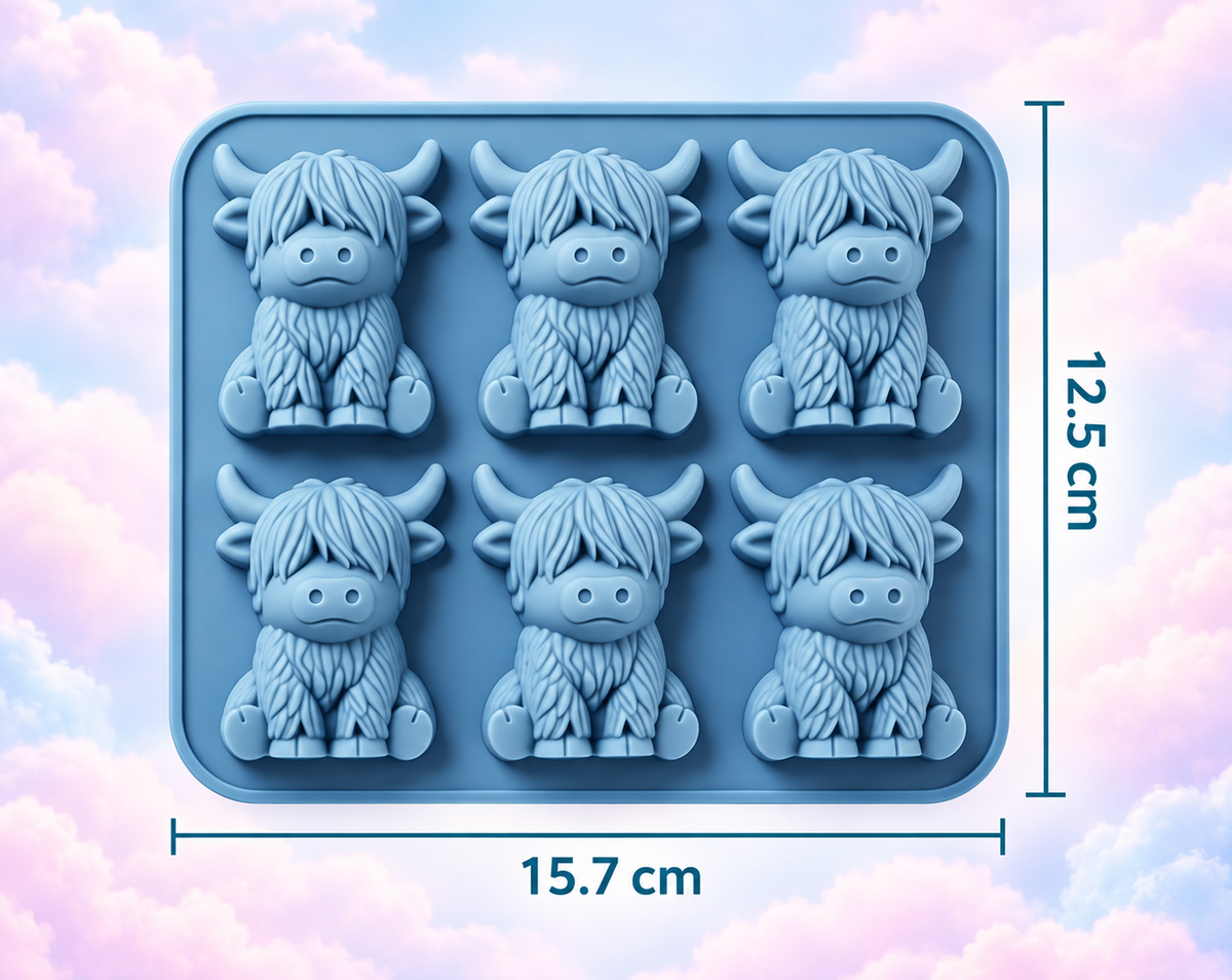 Highland Cow Silicone Mould – 6 Cavities 🐮💕