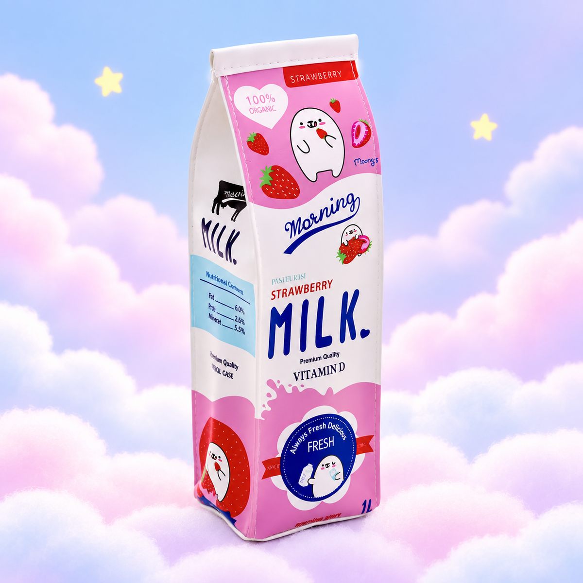 Kawaii Milk Carton Pencil Case – Pink or Blue