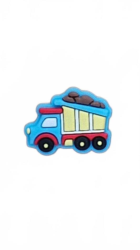 Cute blue and yellow baby dump truck shoe charm