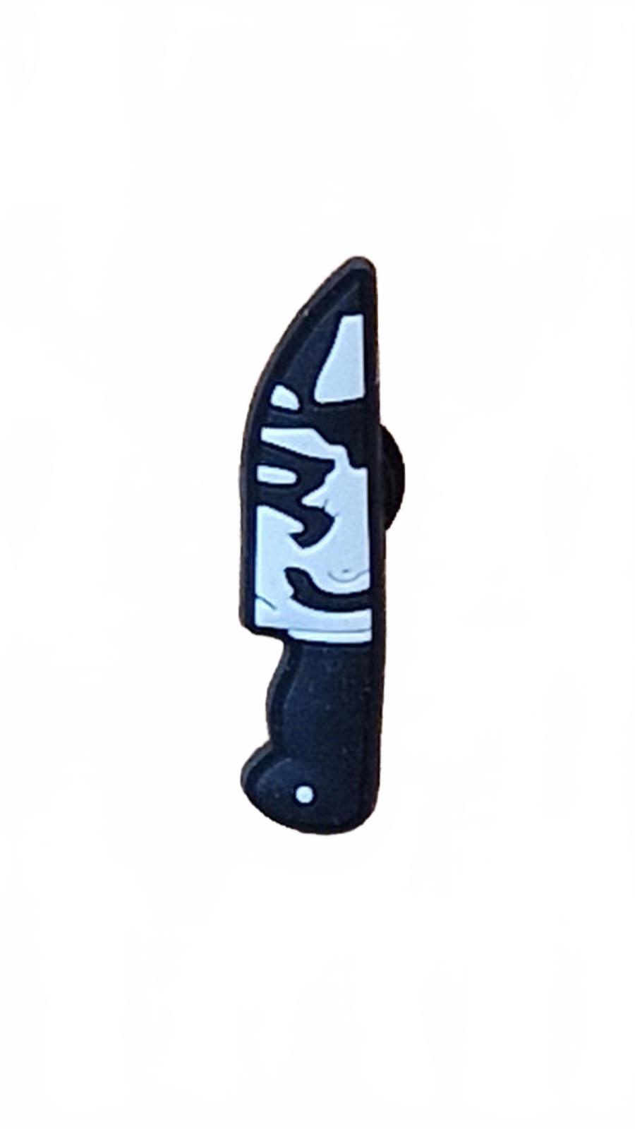 Black and white blade with face Halloween shoe charm