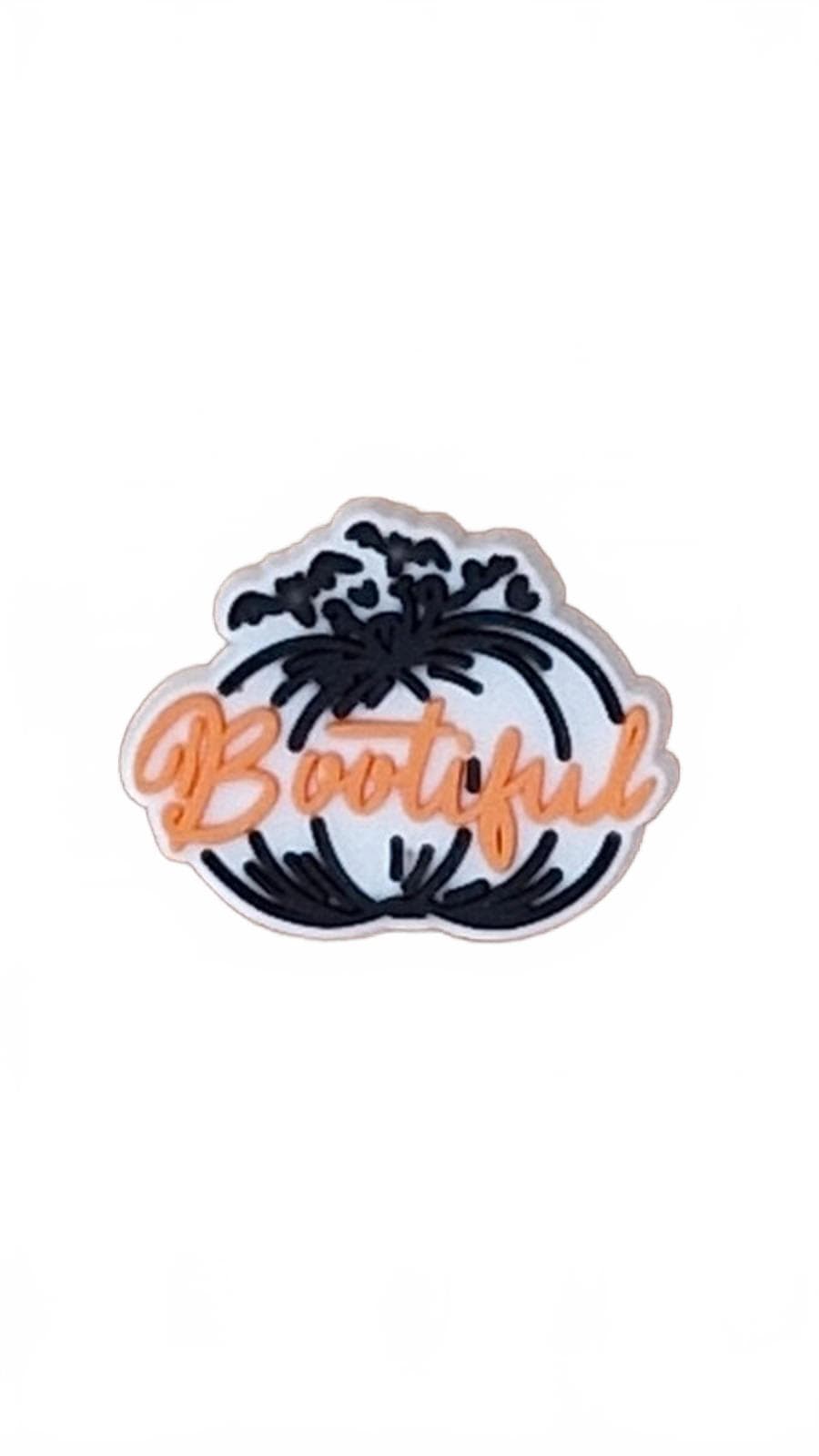 Bootiful black and white pumpkin with bats halloween shoe charm