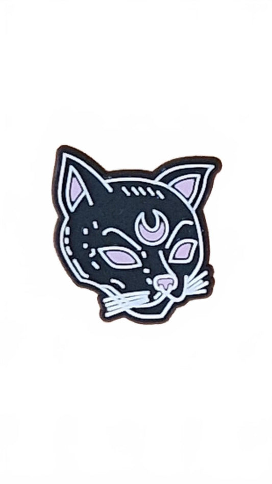 Black cat cat with moon symbol on head Halloween shoe charm