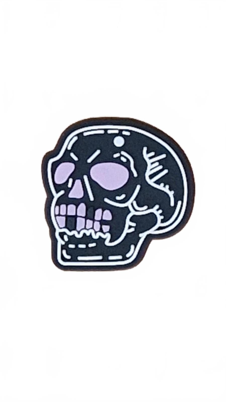 Black and purple skull Halloween shoe charm